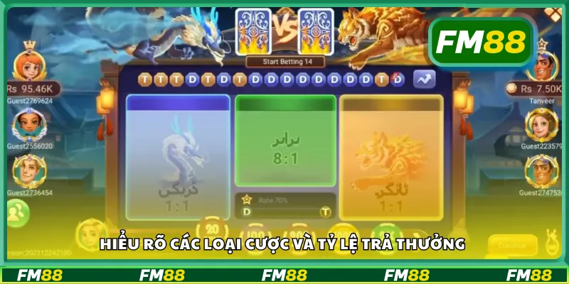 Tìm hiểu cách đặt cược và tỷ lệ ăn tiền trong game Rồng Hổ
